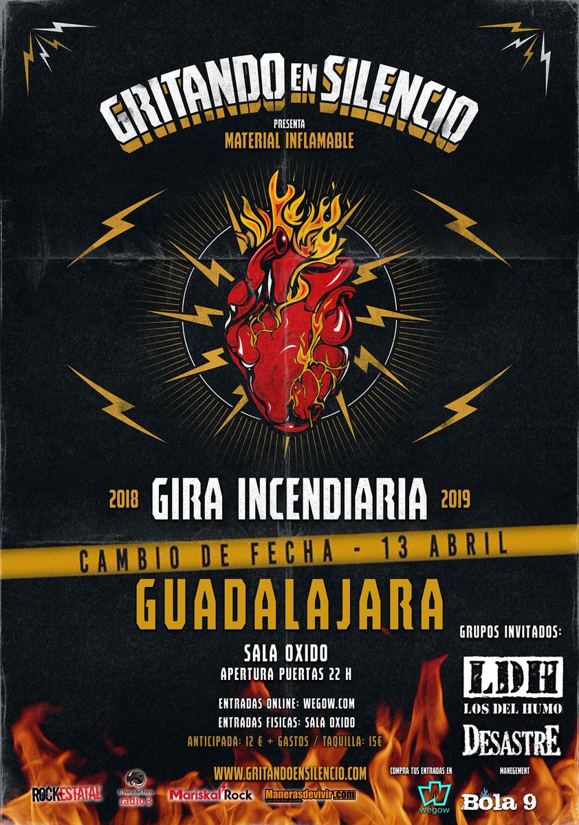 rockdeaki's tweet photo. Esta noche nos vamos a la @SalaOxido de Guadalajara a ver a @Los_Gritando, acompañados de @desastre_rock y #LosDelHumo. En unos días tendréis la crónica y fotos 😉 https://t.co/Ln5z6aWWbS