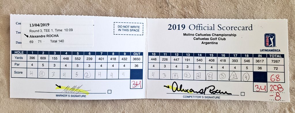 De menos a más el rendimiento de <a href="/Rochagolf/">Alexandre Rocha</a> 🇧🇷 en el #CañuelasChamp.

Ronda de 69 golpes, con águila incluida en el par-4 del 17, que lo pone con total de 8-bajo par 208. 

Se pone en carrera por el título en <a href="/CanuelasGolf/">Cañuelas Golf Club</a>.

#ZurichArgentinaSwing