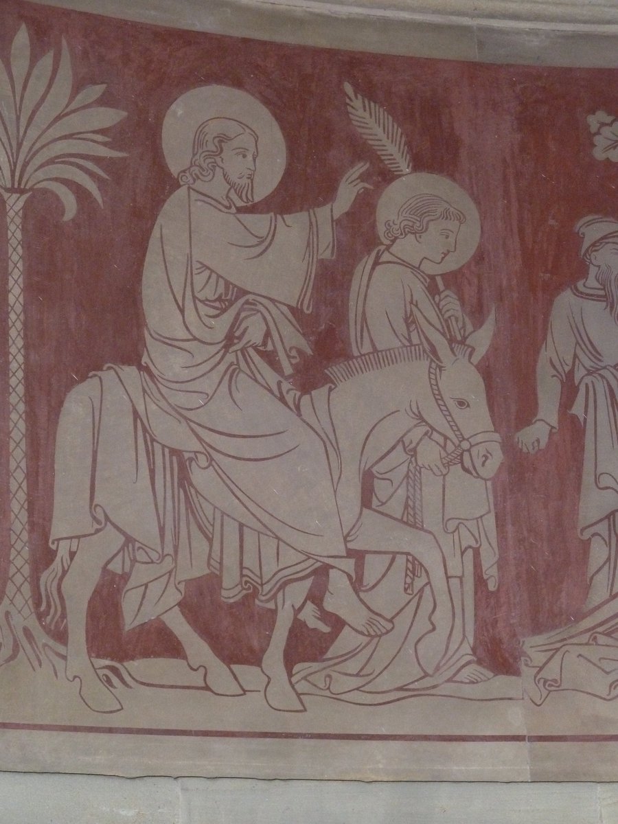 A picture for Palm Sunday - sgraffito by Clayton and Bell in  J L Pearson's early church at Appleton-le-Moors,  North Yorkshire. #VictorianWeb