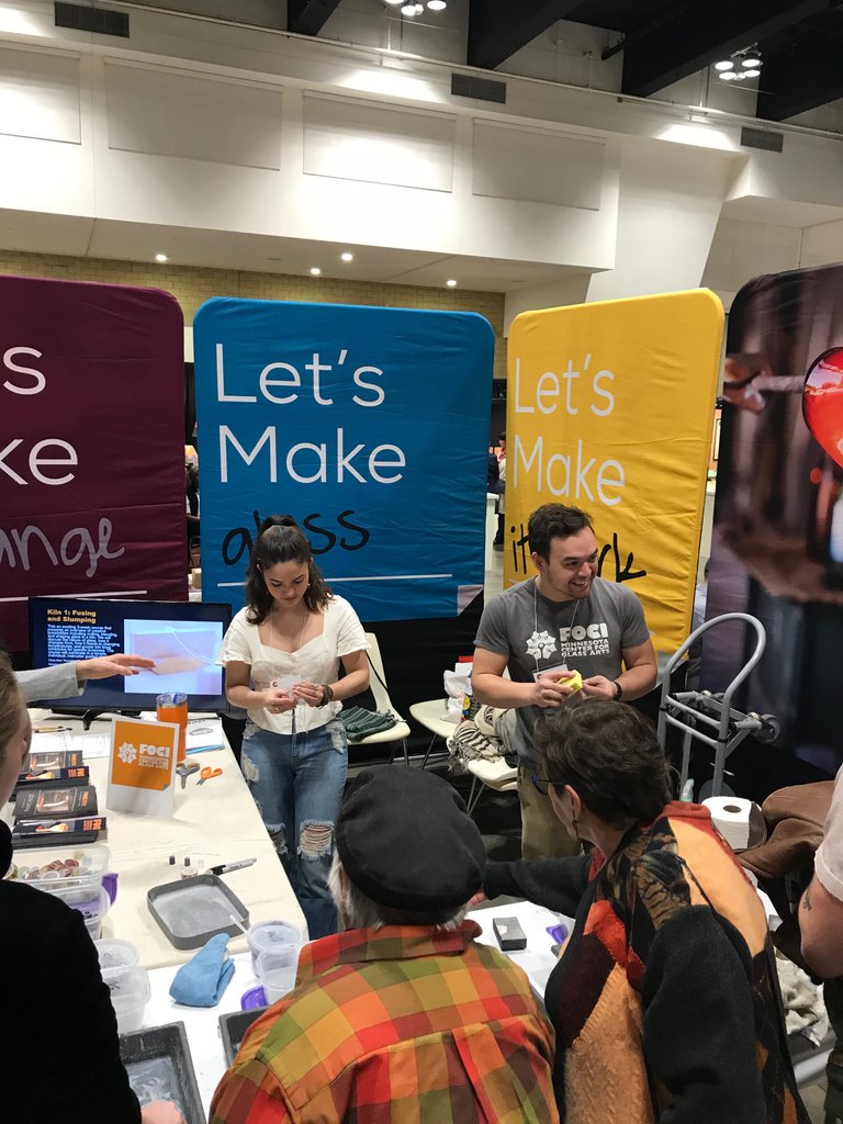FOCIMCGA's tweet photo. Who else had a blast at the @craftcouncil sale in #stpaul last weekend? A big thank you to everyone who came by our Let's Make station and participated in our glassmaking activity! Come visit our studio in NE Minneapolis to learn more about the many methods we teach! 

#focimcga https://t.co/QrqOz7dl3A