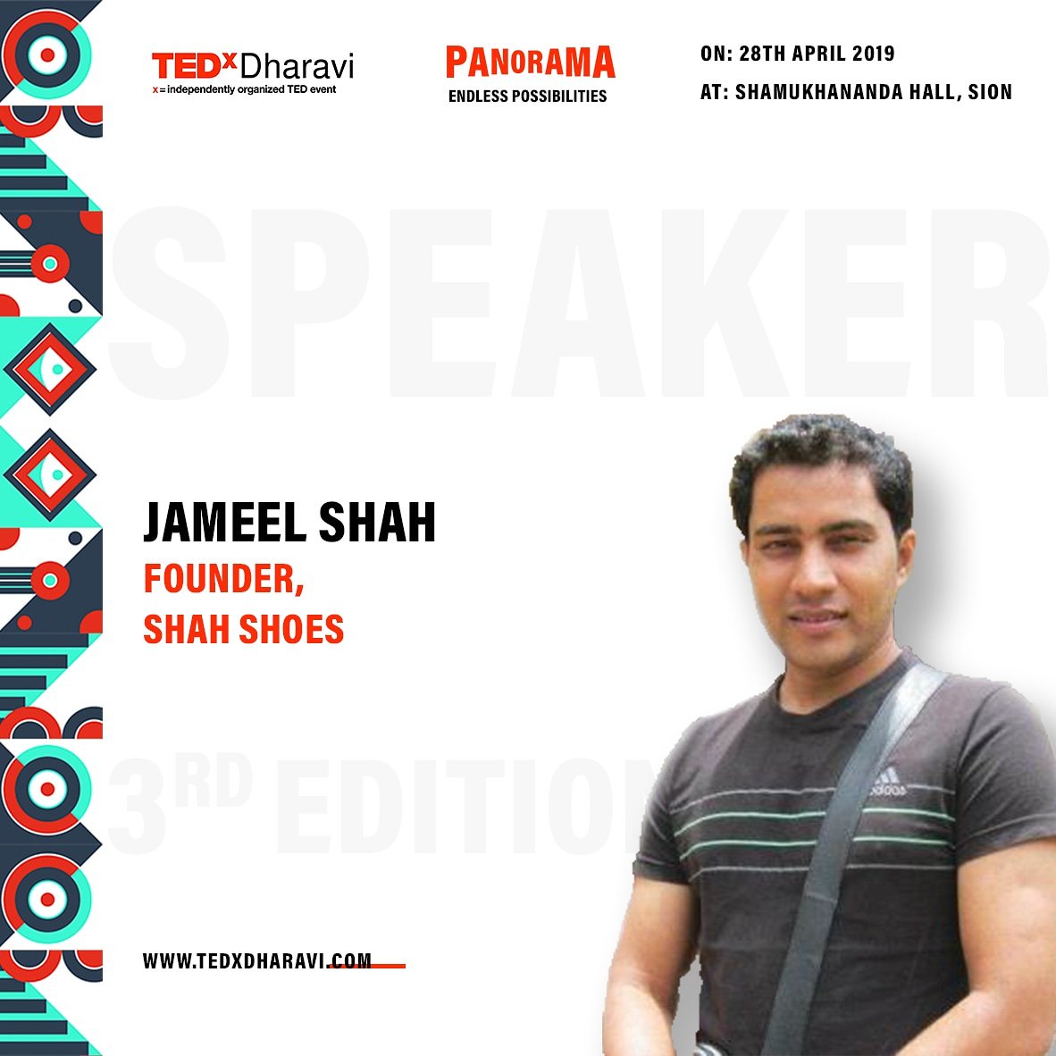 TEDxDharavi's tweet photo. Jameel Shah is dream chaser. As a successful celebrity shoemaker, he creates designer shoes with locally procured materials through his venture Shah Shoes. Today, many Bollywood biggies are his loyal clients.
Tickets start at 399/- https://t.co/qLD8YgWcew
#TEDxDharavi #TEDx https://t.co/dajsxFkB1f