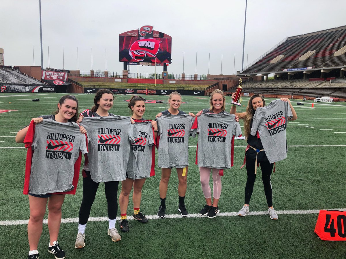 WKUSports's tweet photo. Congrats to @wkudpt and @phimuwku on taking home the championship in the @WKUFootball + @WKUIntramurals Flag Football tournament!

🔴⚪️🔴⚪️ https://t.co/98Jhizcfix