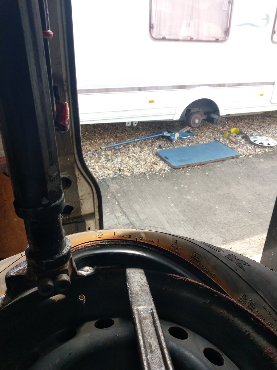 Woodyno1's tweet photo. Third caravan of the day replaced 10 year old tyres with some nice new caravan tyres on the owners drive. https://t.co/BeRLivXQsZ