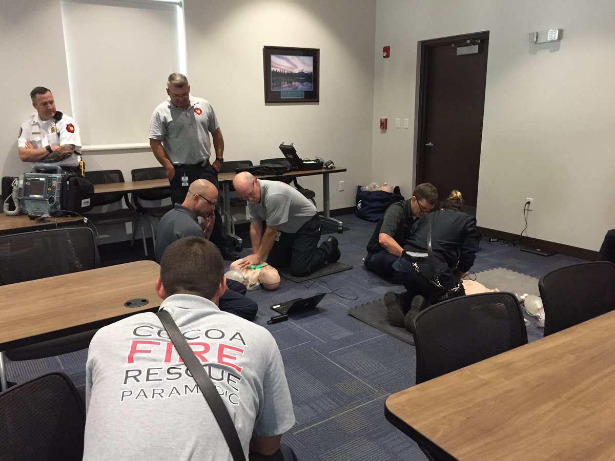 BCFREMS's tweet photo. Working with our EMS partner &amp; friend during the Resuscitation Academy training. We want to welcome the @cityofcocoa FD to the RA family. A BIG thank YOU to  BCFREMS for pushing forward and promoting the importance of HP-CPR.#Resusc #HPCPR #BCFRCaring4Hearts https://t.co/2TSR03NXx9
