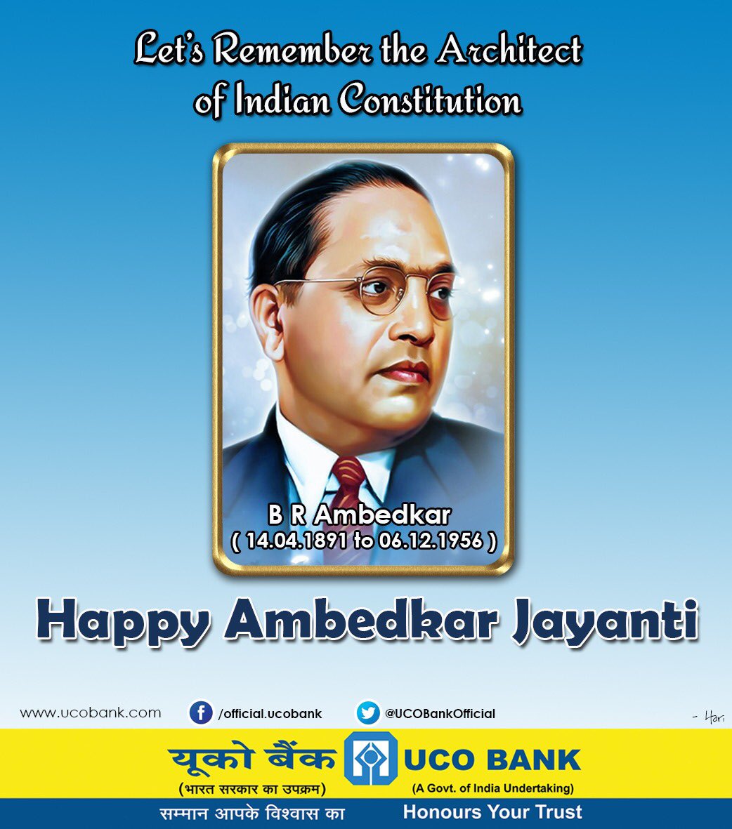 UCOBankOfficial's tweet photo. #UCO BANK Salutes the father of INDIAN Constitution. #UCO BANK # Ambedkar Jayanti https://t.co/RF915zNdGV