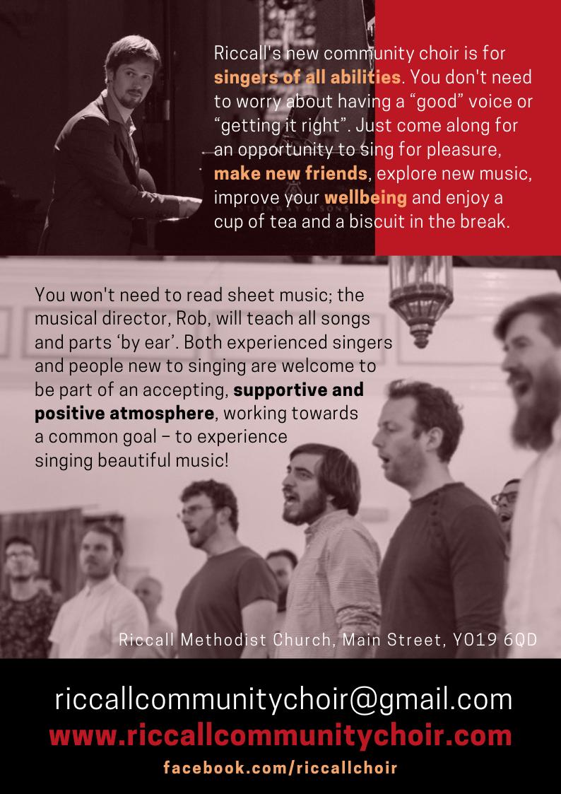 A new venture for me, as MD of the Riccall Community Choir.  facebook.com/riccallchoir