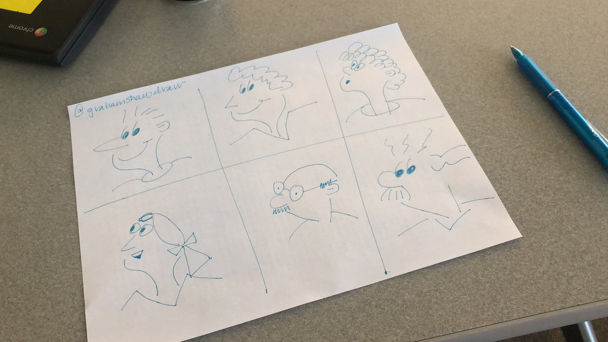 What a fun great activity from @grahamshawdraw to show that we can support Ss to create step by ste, but sometimes we will ask Ss to continue without support #ecet2SD #habitsofthemind #selfagency #artistlove