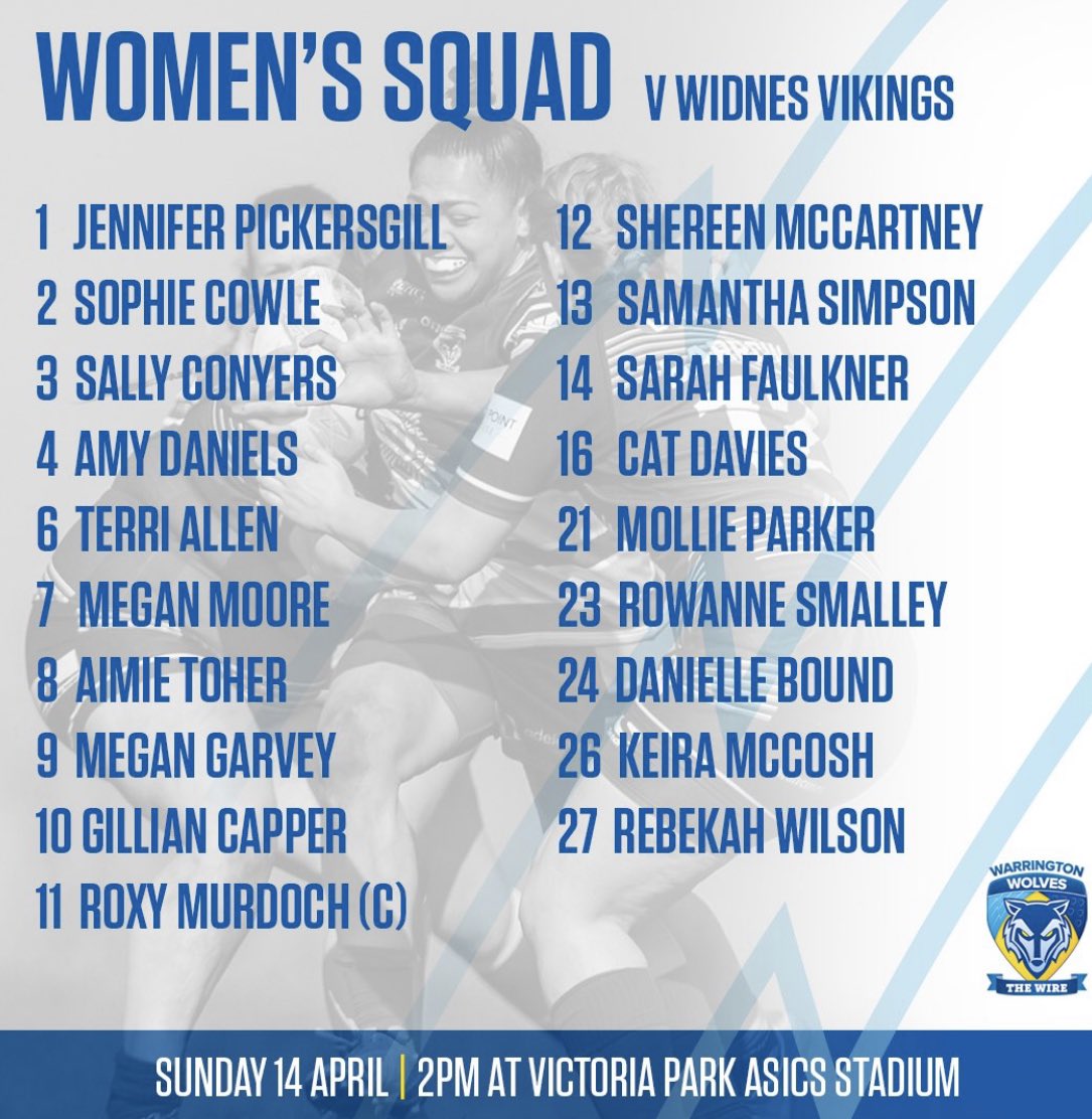 Best of luck to all our <a href="/wolvesrl/">#uptheVikings</a> ladies playing in tomorrow’s derby with <a href="/WidnesRL/">Widnes Vikings</a>.   Really looking forward to a great game. #rugbyleaguegirls