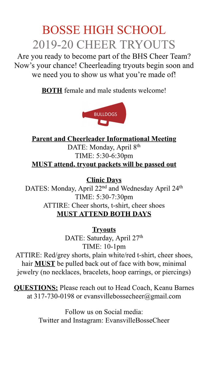 BosseCheer's tweet photo. Tryouts are coming! https://t.co/RQdwkOl9pO