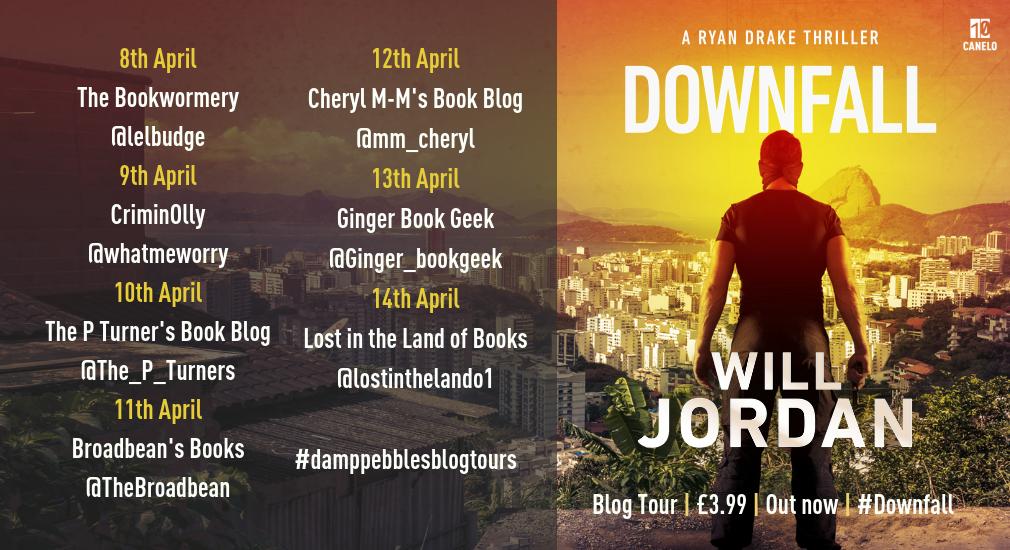 damppebbles's tweet photo. It's the final day of the #Downfall blog tour tomorrow and our last stop is with @lostinthelando1. Don't miss it! @WillJordan83 @canelo_co #RyanDrake #actionthriller #damppebblesblogtours #booklove https://t.co/pbPrrQ6oAK