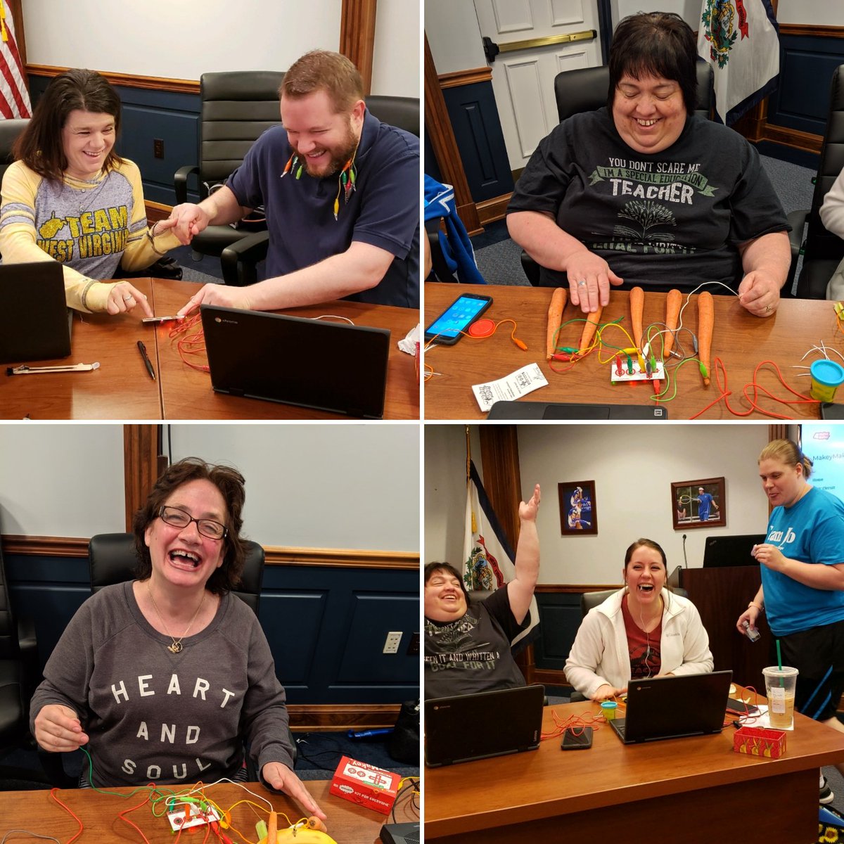 Innovate_OCS's tweet photo. Tech Saturday workshop number three in OCS!  Learning + fun is definitely a win!  Thanks to all of our creative and ambitious participants who uncovered a vast amount of knowledge about conductors and circuits during today's session.  @OhioCounty1 @makeymakey @rachael_ragen https://t.co/dqJuCPhvhR
