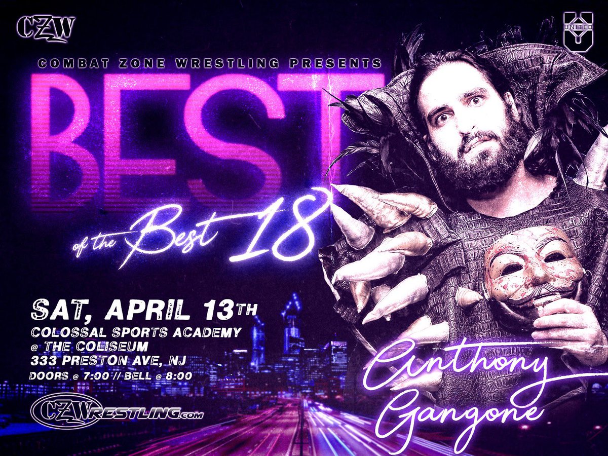 LarryL3g3nd3's tweet photo. 2night!!! It’s @combatzone ‘s annual #BestOfTheBest tournament! The stakes this year are HIGHER than ever as the #CZWTitle will be up for grabs the entirety of tournament competition! Will #TheEyePokeGAWD @ManceWarner remain intact upon the conclusion of this gala? #BOTB18 #czw https://t.co/qYw1HpWiDJ