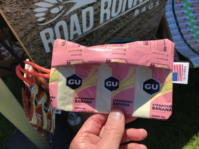 labeltech's tweet image. Check out how @roadrunnerbags is upcycling @guenergylabs packaging! Upcycling and bicycling! @seaotterclassic #upcycling #bikelife