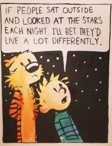 _ginx_'s tweet image. If people sat outside and looked at the stars each night, I’ll bet they’d live a lot differently... #CalvinandHobbes