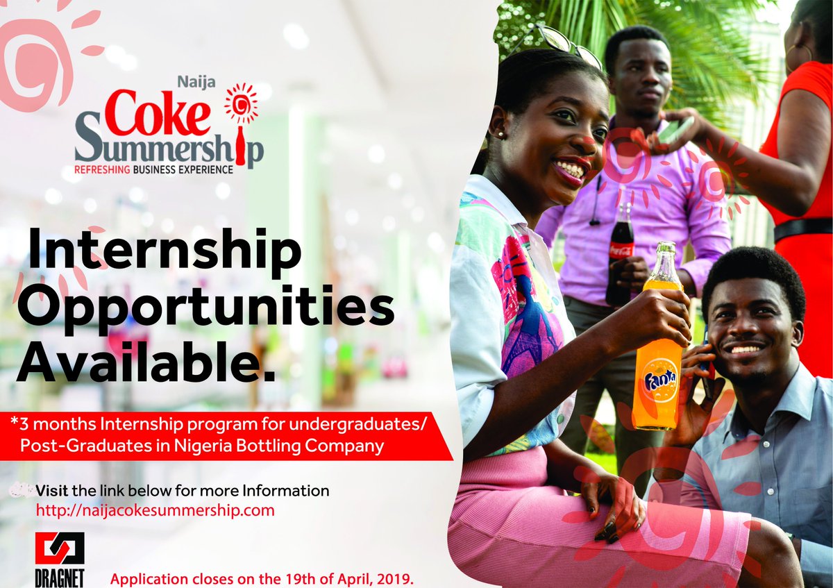 The deadline for the Naija Coke Summership Programme is now April 19th, 2019!! Apply here naijacokesummership.com @jobgurus @Jobbermandotcom @Great_blogging