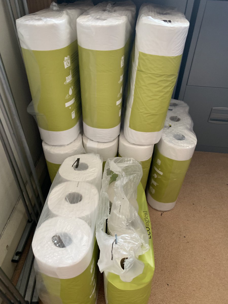 guineagibbs's tweet photo. This is the household Brexit stockpile. Whatever else happens now, we ain’t running out of loo roll any time soon. #brexitprep #BrexitShambles #iwouldntwipemyarseonit https://t.co/8z0dWTqKPi