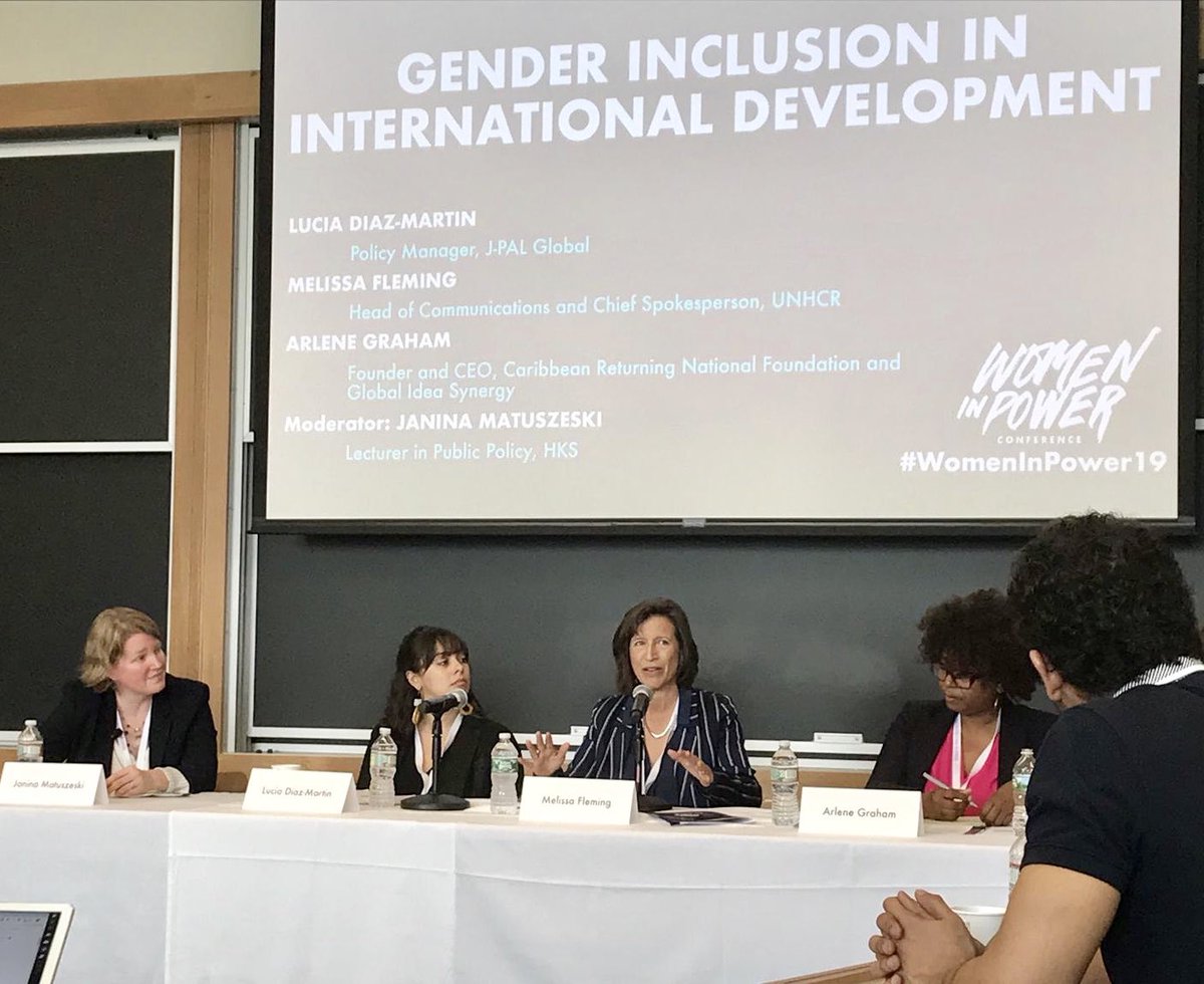 MelissaFleming's tweet photo. War is not gender neutral. Displacement amplifies preexisting inequalities, leaving refugee women &amp; girls more disadvantaged &amp; vulnerable. 

That is why UNHCR promotes their social &amp; economic empowerment + girls’ access to education. 
#WomenInPower19 #Harvard https://t.co/KD4eXvhtZt