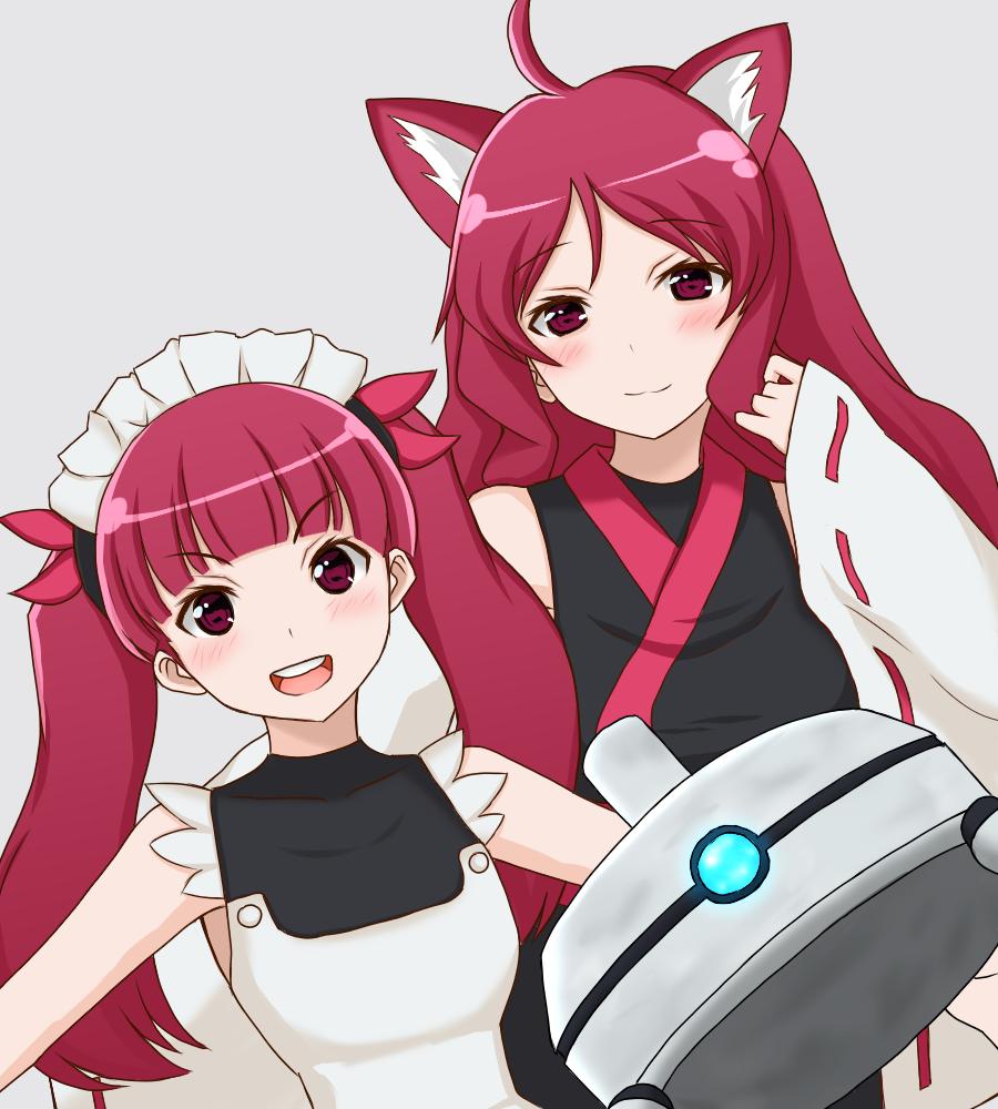 りつねえとりなちゃんとシロ ケムリクサ ぴんのイラスト