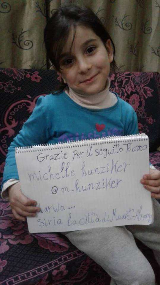 EyesOnIdlib's tweet photo. #EyesOnIdlib
On this day last year, we saw @Marwa76175721's smile from #Idlib, for the first time...She thanked @m_hunziker for her solidarity with #Syria. Her brother @FARED60350386 was among the first who had started #doumasuffocating before @robertosaviano relaunched it https://t.co/dDUuuY4AKR