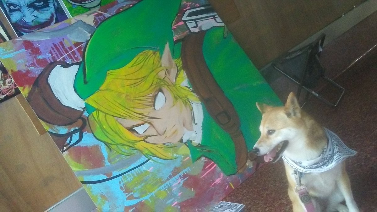 narcissustattoo's tweet photo. #tali my #shibainu is #chillin with me at #inkgallery #downtown #lafayette #saturday #artwalk while I #paint my #twilight #princess #link #painting #commission https://t.co/QFIp2L8QUE
