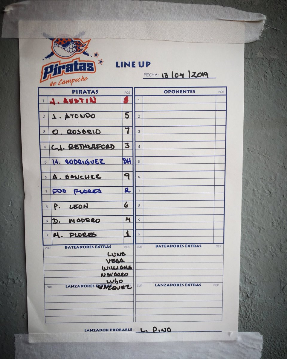 CNavajazo's tweet photo. •Capitán Navajazo•
Línea Up 13/04/19 
.
.
#CapitanNavajazo #Navajazo #PiratasDeCampeche #LineUp #Baseball #beisbol https://t.co/u552P6CfyR
