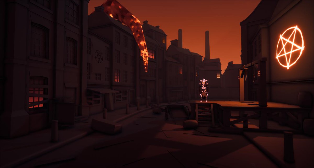 The_Quernbiter's tweet photo. Some Screenshots of my work experimenting with the visual style of the Victorian environment for Action Priest over the last couple days @buccanerds  #screenshotsaturday #gamedevelopment #UnrealEngine #3dmodeling #gameart #gamedev https://t.co/q1U91eTu4B