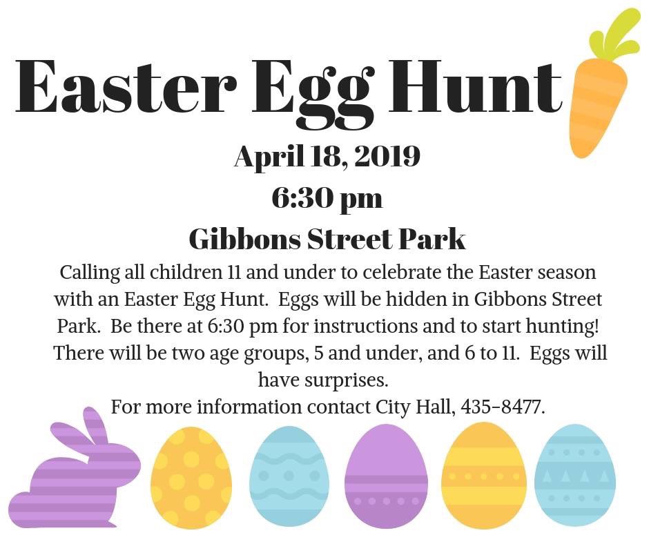 MainStManning's tweet photo. Easter Egg Hunt this Thursday, April 18 at 6:30 pm at Gibbons Street Park #matchlessspring https://t.co/dd4kMNaAtj