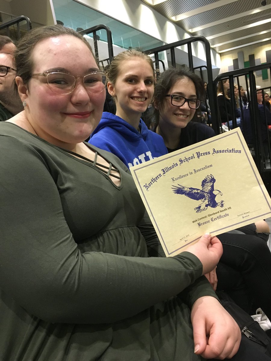 The Independent received a Bronze certificate overall at NISPA. Pictured—from back to front—junior Anna Novy, senior Mikayla Jacoby, and junior Olivia Bachar.