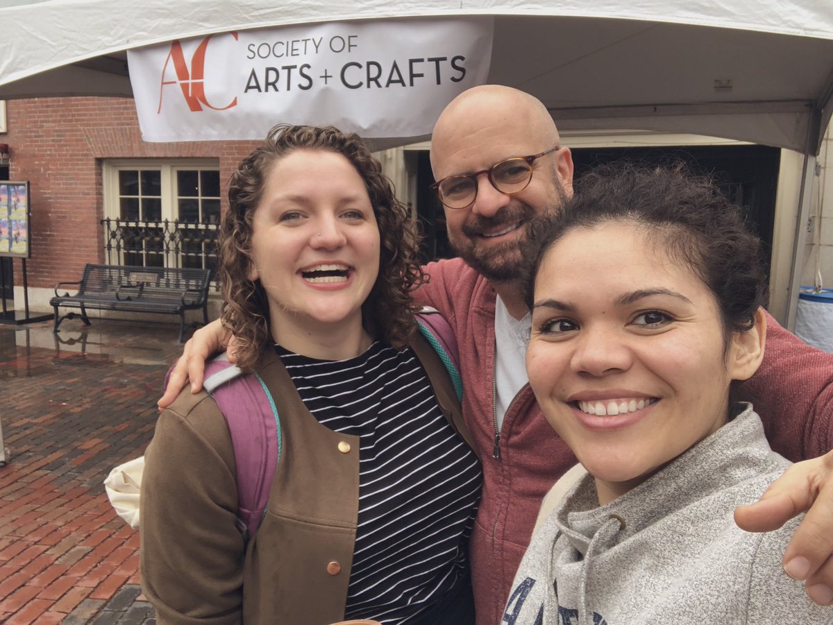 iamDEZisme's tweet photo. When you and @cakesplatter are going to the @Societyofcrafts show and bump into the king of membership himself 🕺🏻🎉 @WBURExtra #CraftBostonSpring https://t.co/4tuxXXwDlM
