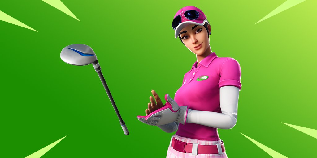 FortniteVSstats's tweet photo. NEWS UPDATE:

Fore!
Tee off with the new Birdie Outfit and Driver Pickaxe, available in the Item Shop! The Magma Wrap makes another appearance in the Shop too.

==> https://t.co/JTmZ2jz3p6

 #Fortnite #FortniteBattleRoyale https://t.co/UOuSAu7UEe