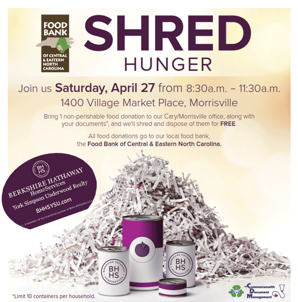 bmartialartsnc's tweet photo. Got old Tax Docs?! Join us for #ShredHunger on Sat. April 27th from 8:30-11:30am! We'll be accepting Non-Perishable Food Donations for our local @FoodBankCENC ...while we get our #Shred On! #MorrisvilleNC #CaryNC #ApexNC #ParkWestVillage https://t.co/b0T6aVD6R9 https://t.co/dMXz4GjBrz