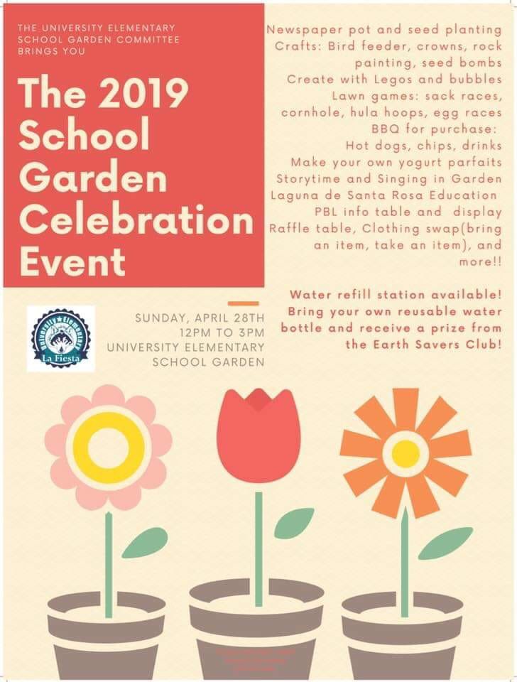 Please join us for the University Elementary School Garden Celebration on Sunday, April 28th from 12PM to 3PM. There will be lawn games, crafts, BBQ for purchase, story time and singing in the garden and much more. I’m excited to display some amazing student #PBL &amp; #maker work!