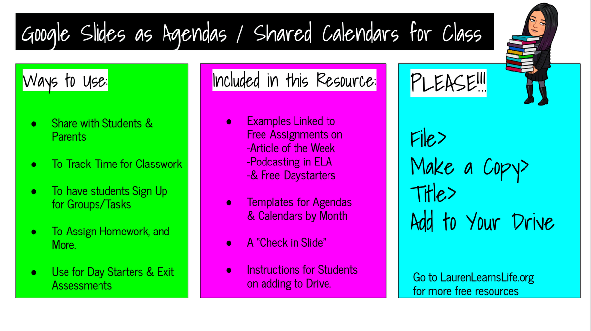 Tcea Learning Lauren Always Has Incredible Free Ela Resources For You Check Out This Google Slide Template For Daily Weekly Shared Agendas For Your English Classroom Plan The Rest Of The