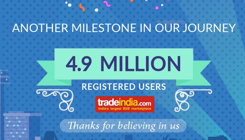 tradeindia's tweet photo. We are glad to announce that we have crossed 4.9 million registered users from around the globe. Thank you for trusting and helping us to achieve one more milestone!
#Achievement #Tradeindia #InseHainHum https://t.co/0sM6GazRdD