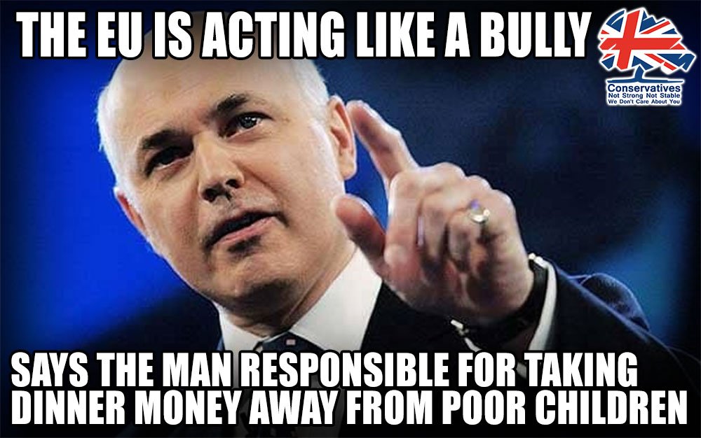 Iain Duncan Smith falsely complains that the EU is acting like a bully over Brexit - he's the architect of Universal Credit which has literally taken money away from school dinners for poor chldren...AND #IDS cheering disability benefit? Standard bullying behaviour...#Marr #Ridge