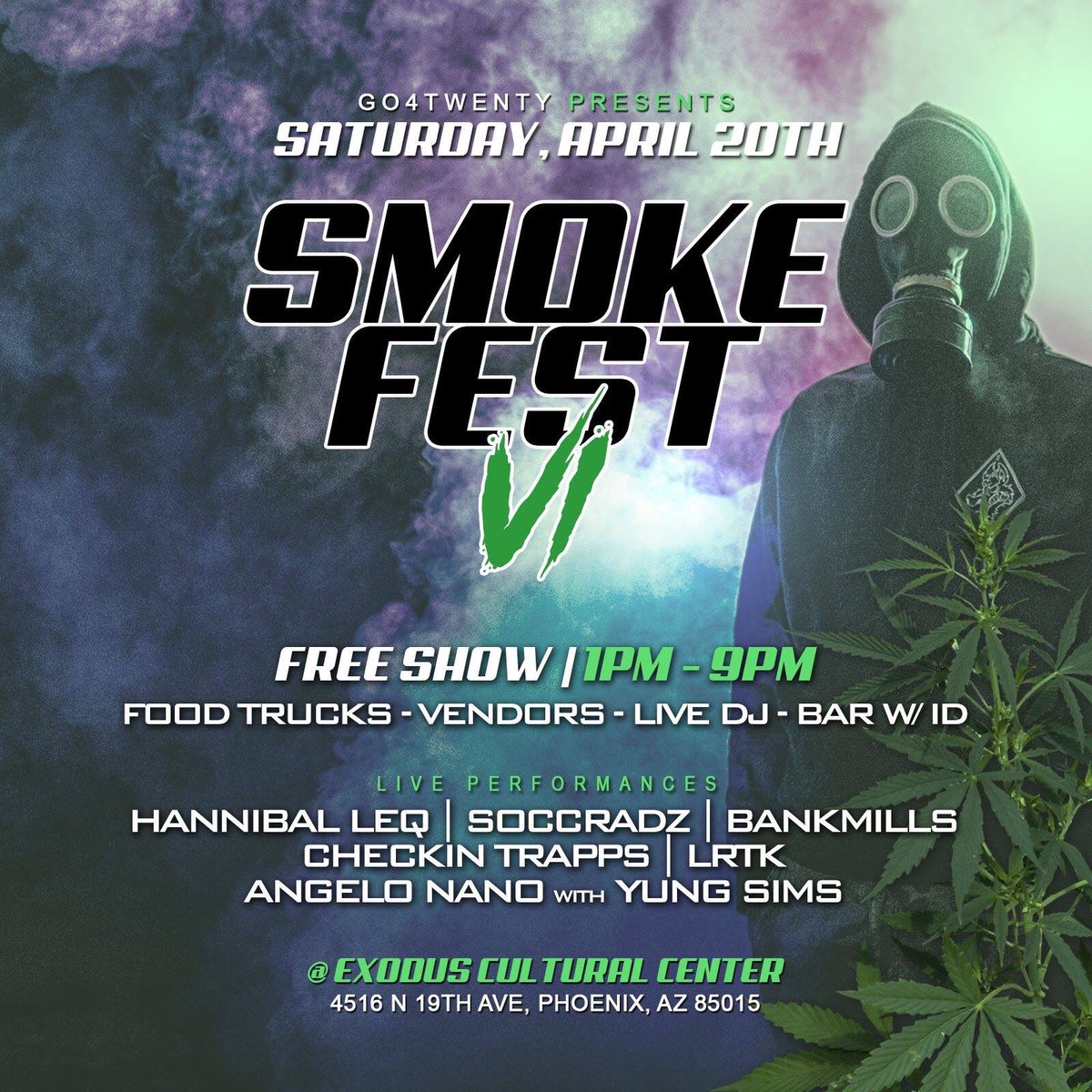 Go4Twenty (@go4twenty) on Twitter photo #Arizona #Phoenix <a href="/EXODUSCULTURAL/">Exodus Cultural Center</a> 4/20 1pm to 8pm #DAYEVENT #Live #arizonacannabiscommunity #girlswhosmoke #cannabiscommunity #arizona #arizonacannabis #azcannabisevents #marijuana #cannabis #420girls #420life #stoner #stonergirl #stonergirls #guyswhosmoke #cannabisculture #hemp #Arizona #Phoenix <a href="/EXODUSCULTURAL/">Exodus Cultural Center</a> 4/20 1pm to 8pm #DAYEVENT #Live #arizonacannabiscommunity #girlswhosmoke #cannabiscommunity #arizona #arizonacannabis #azcannabisevents #marijuana #cannabis #420girls #420life #stoner #stonergirl #stonergirls #guyswhosmoke #cannabisculture #hemp