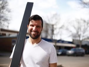 LPSpirits's tweet photo. Now we get to update the picture of our employee of the month! He’s gone from Carl to #yeg #2x4Guy! https://t.co/wnkqwuRM4Y