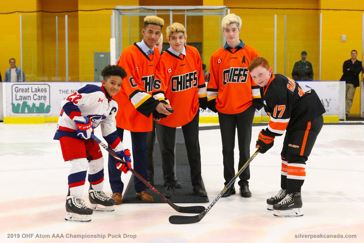 SilverPeakCan's tweet photo. #OHFChamps19 #AtomAAA Ceremonial Puck Drop and a few more from the first 2 days in Komoka. https://t.co/9X7tfZIh2l