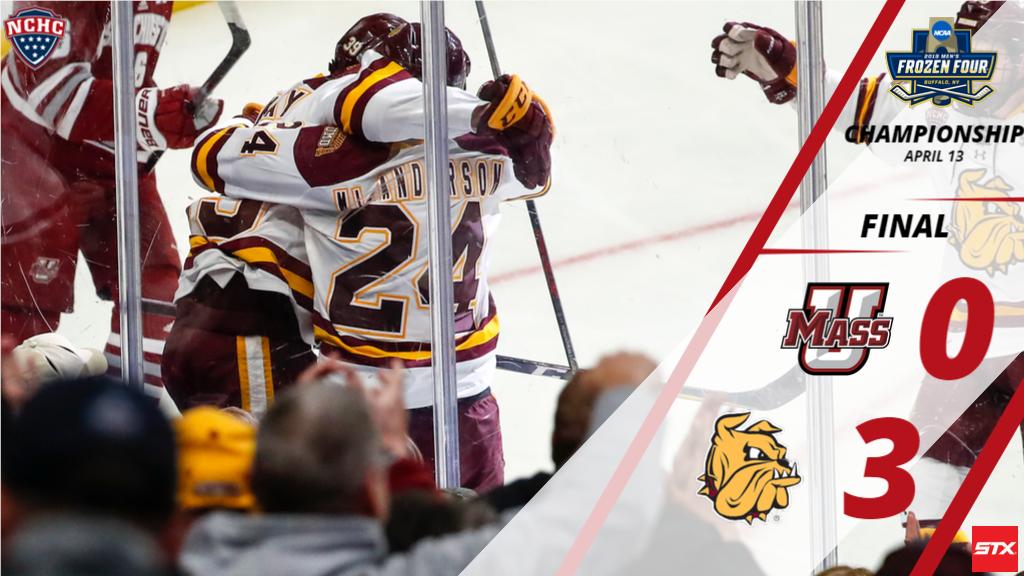 That's a wrap! 🏆

<a href="/UMDMensHockey/">UMD Men's Hockey</a> wins its second straight National Championship and a four-peat for #NCHCHockey!

#BulldogCountry🐶 | #FrozenFour