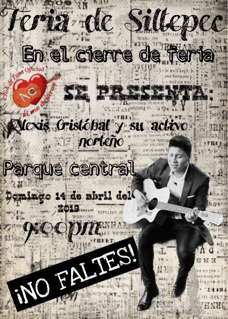 CDejaras's tweet photo. ¡Mañana! En Siltepec nuestro cantautor preferido @AlexisMusicMX presentando su nuevo sencillo que no te falle el corazón asistan gente de ahí y sus al rededores no se lo pueden perder! 🥳😉 https://t.co/DkjNWlQwDF