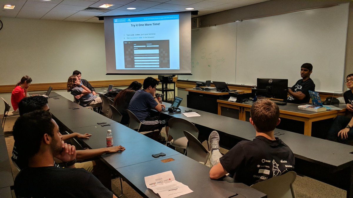 Hack_NCState's tweet photo. Vishy leading the Azure localhost at PackHacks! #MLHLocalHost https://t.co/wNG8gPYwJH
