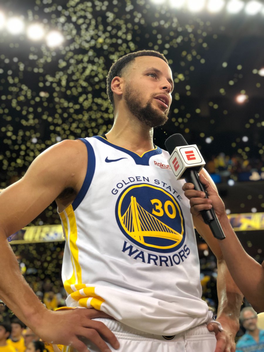 NBA's tweet photo. 38 PTS, 8 3PM, 7 AST
15 REB (career-high)
@warriors lead 1-0
#StrengthInNumbers https://t.co/q6JpBoZlc1