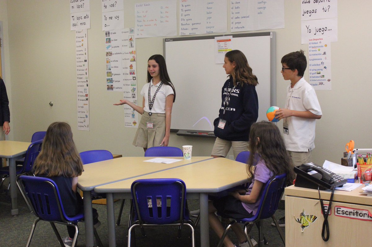 MS heritage Spanish speaking  Ss created &amp; delivered a Spanish language lesson to our 4th graders.  They created a matching game w/questions &amp; answers, a Kahoot game &amp; a slide with the verb “querer” and its application.  The 4th graders were so engaged! <a href="/uschool_nsu/">University School</a> <a href="/rkaiyal/">Robyn Kaiyal</a>