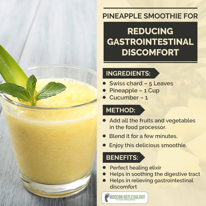 Try the #PineappleSmoothie to easy away bloating and other abdominal discomfort. #HealthyFood #Reflexology #ModernReflexology