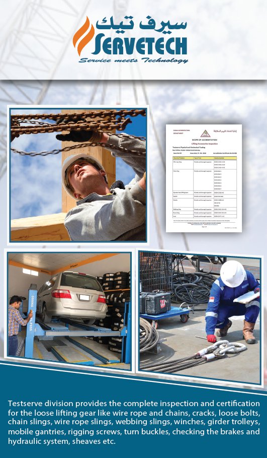 Servetech_'s tweet photo. Testserve division provides the complete inspection and certification for the loose lifting gear like wire rope and chains, cracks, loose bolts, chain slings, wire rope.. etc #servetech #testserve #inspection https://t.co/K6sd5Py4Xx