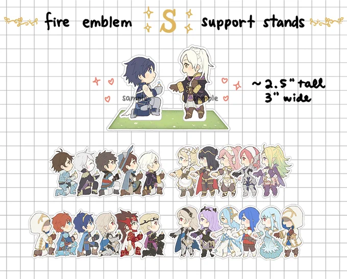 [RTs ?] Preorders for my Fire Emblem S support standees are finally open!! Pair up your favorite Fire Emblem couple to create a custom proposal scene. Preorders will be open until 4/27 and will ship mid/late May.
new shop: https://t.co/qeZAyPIKkv 