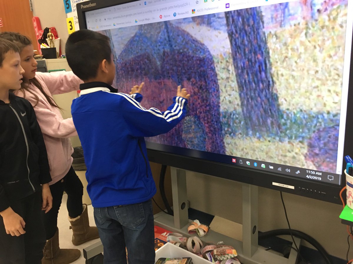 Mrs_GuajardoArt's tweet image. 4th graders were impressed and mesmerized by the textures, details &amp;amp; layers of dots from George Seurat art on Google Art &amp;amp; Culture! They couldn’t believe what colors were really in there! 🎨😀 #exploringart  #CFISDspirit  #successatRES #cfisdarts   #CFISDfinearts