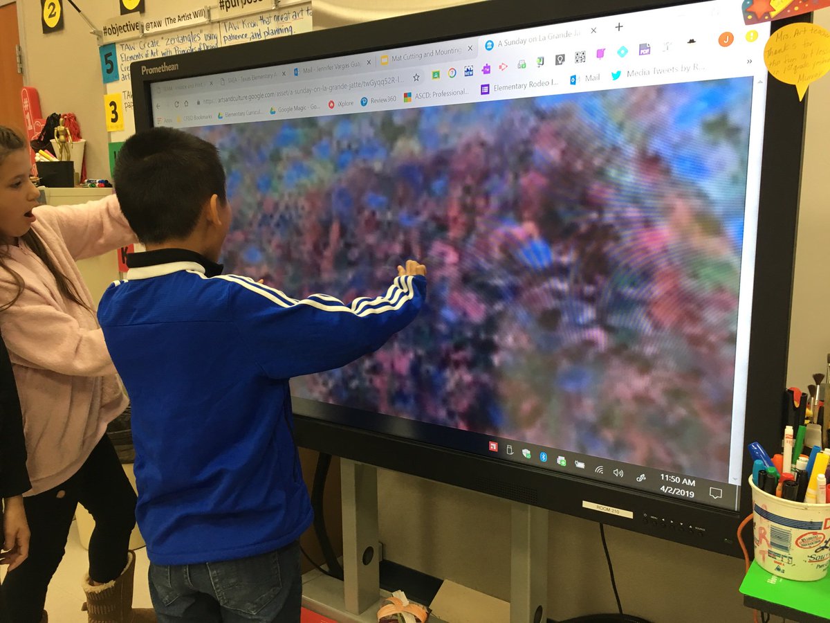 Mrs_GuajardoArt's tweet image. 4th graders were impressed and mesmerized by the textures, details &amp;amp; layers of dots from George Seurat art on Google Art &amp;amp; Culture! They couldn’t believe what colors were really in there! 🎨😀 #exploringart  #CFISDspirit  #successatRES #cfisdarts   #CFISDfinearts