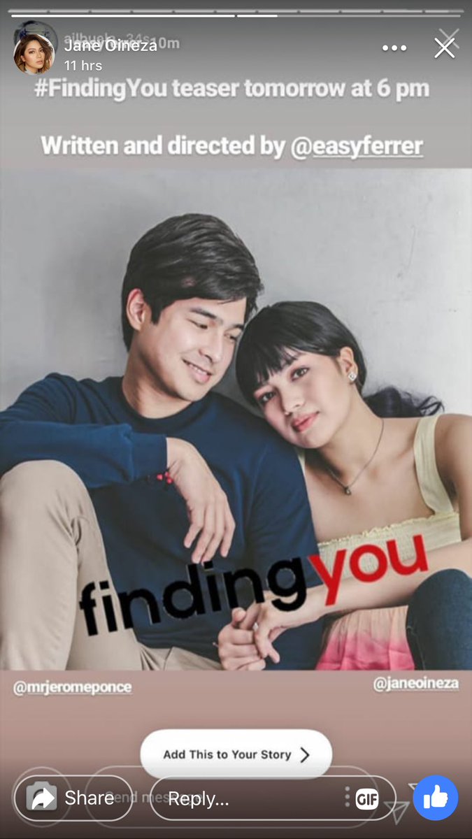 MyGhyng's tweet photo. Let us all support the comeback of @itsJaneOineza and @ponce_jerome tandem in #FindingYOUteaser directed by @RighteousLeftst in cinemas soon under @RegalFilms @RegalRoselle 

#JaneRome https://t.co/SoyDywtwFs