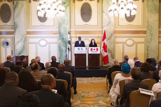 akin_adesina's tweet photo. Canada has given $ 1.1 billion temporary callable capital to the African Development Bank. It was a great Sun-Shiny day in Washington! Canada boldly supports Africa. Thank you Prime Minister ⁦@JustinTrudeau⁩. Thank you ⁦⁦⁦@MaryamMonsef⁩. High five Canada! 🙌🏼 https://t.co/lb5IXgtzin